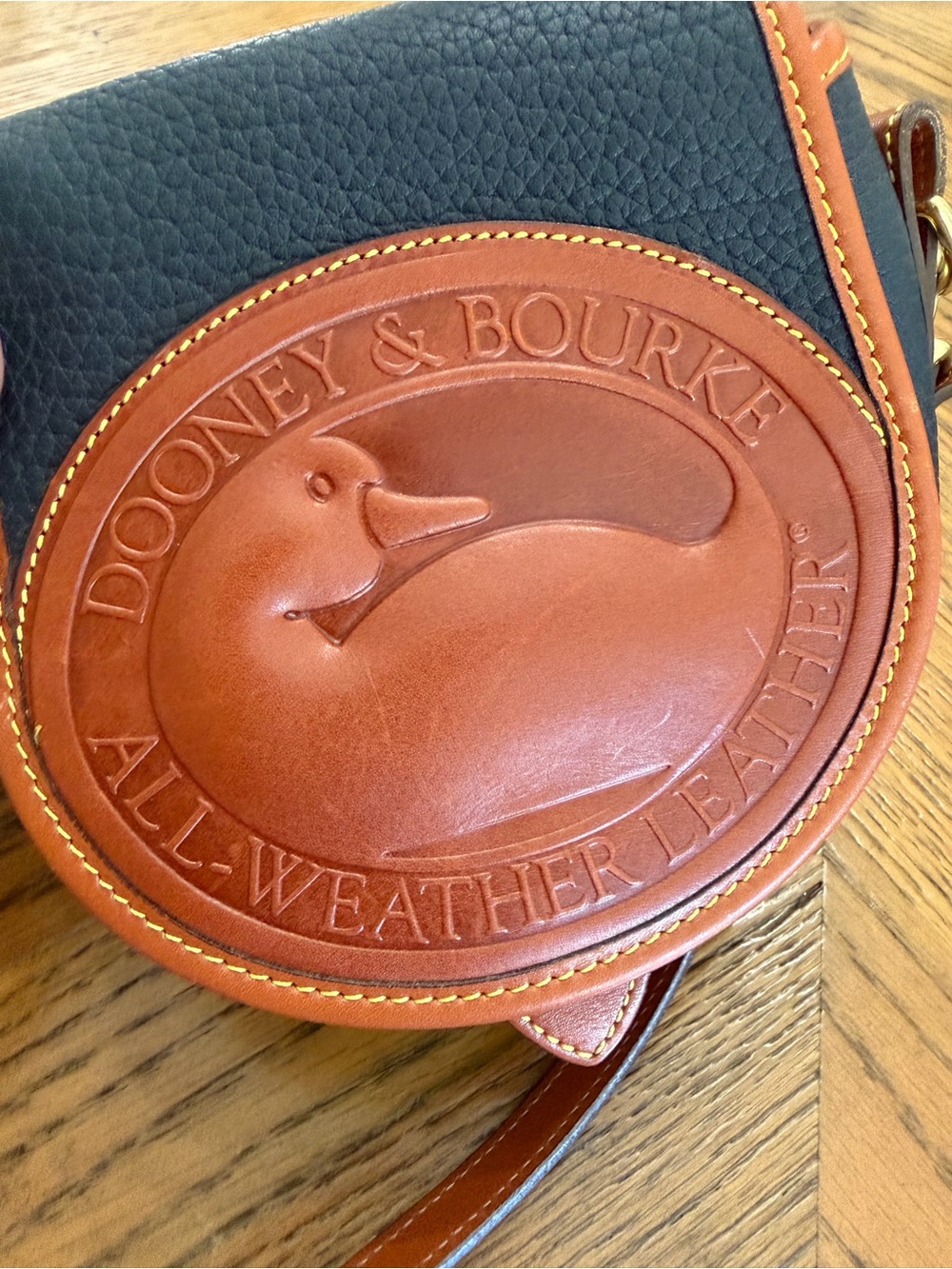 VINTAGE Dooney & Bourke Brown and Navy Crossbody